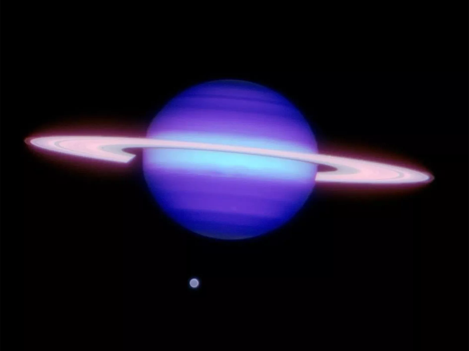 Infrared image of Saturn and Titan